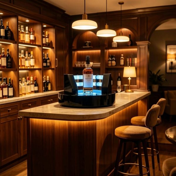 Double Blue Light Circular Wine Stand