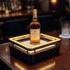 Square Gold LED Wine Stand