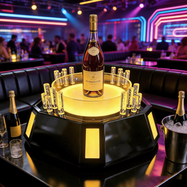 Octagonal LED Wine & Shot Glass Tray