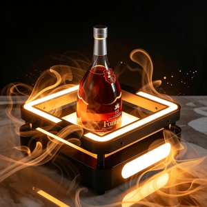 Square Gold LED Wine Stand