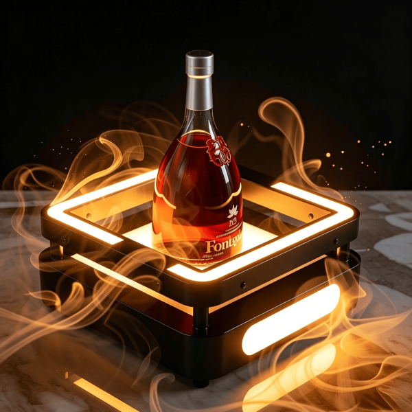 Square Gold LED Wine Stand